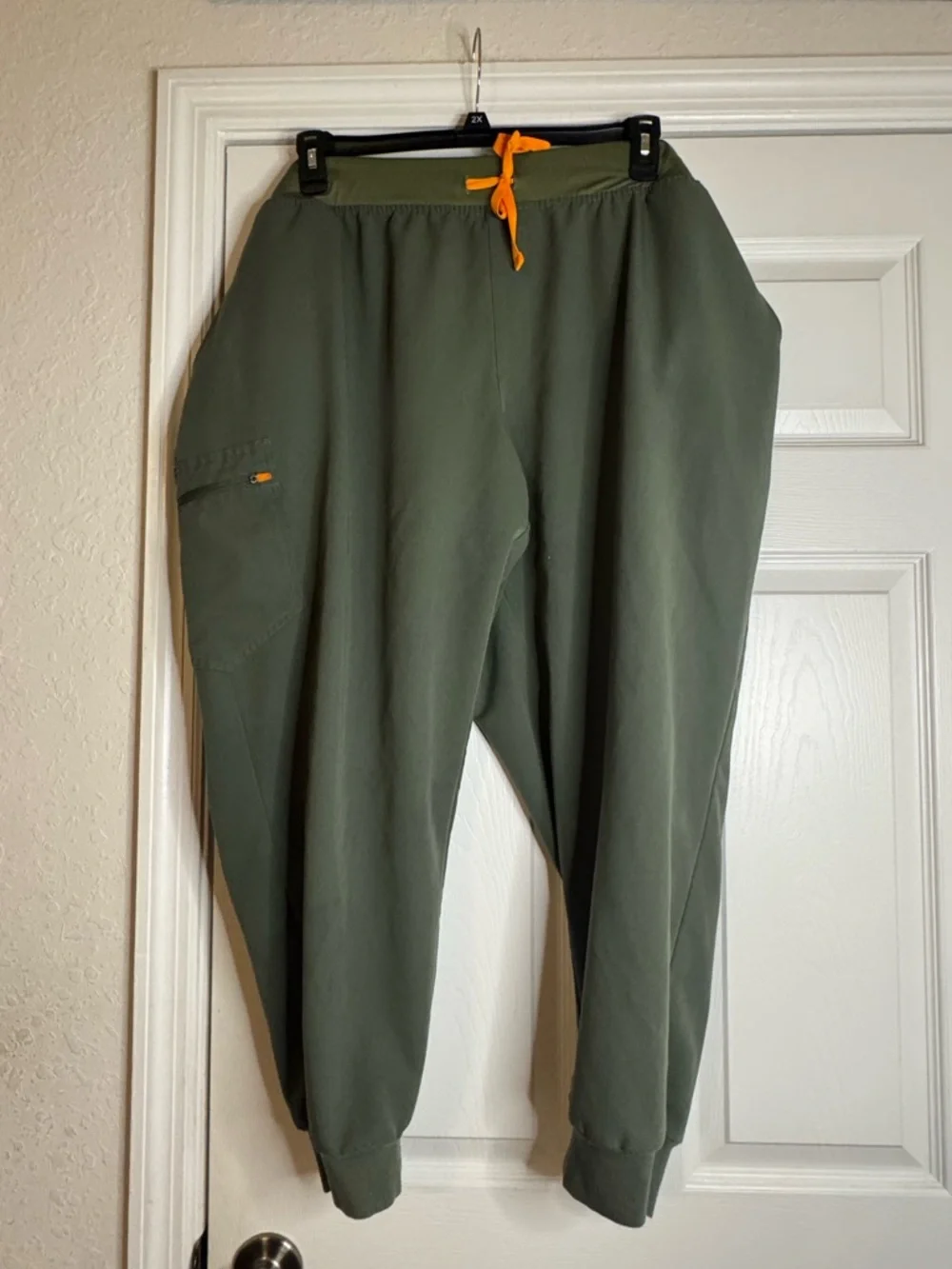 Figs Men's Olive Jogger Pants with Orange Drawstring